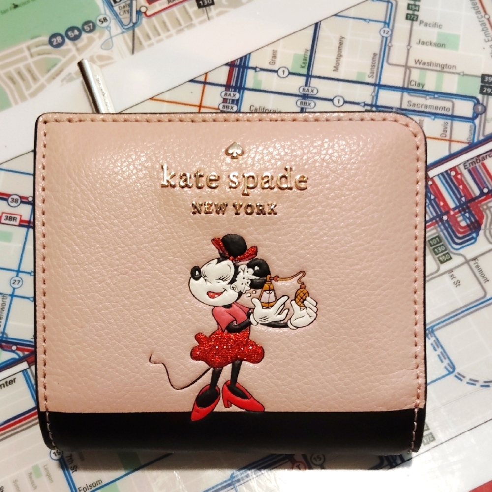 Kate Spade Pink and Black Minnie Mouse Wallet